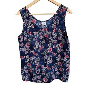 ELITE Paisley Navy Blue Tank Top Made in Canada, Women's Large
